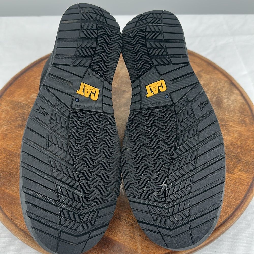 CAT Shoes Wm 9.5 Black Lace up Safety Comp Toe Sneakers Slip Oil Resistant - Picture 10 of 14